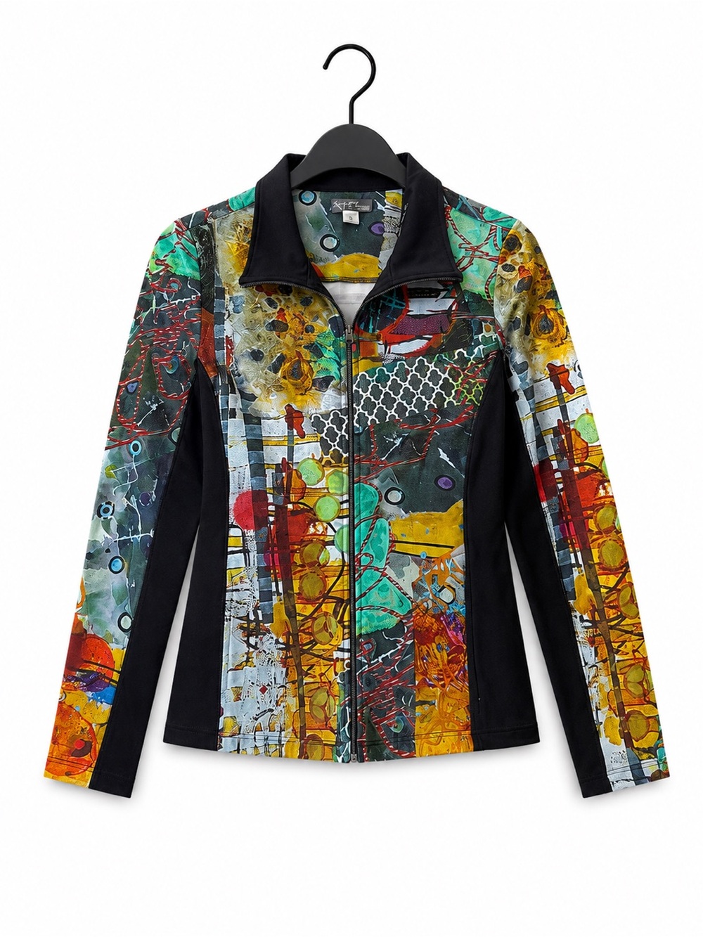 Art Simply Dolcezza Women M Abstract Print Zip Jacket Artsy Wearable Art - Picture 1 of 4